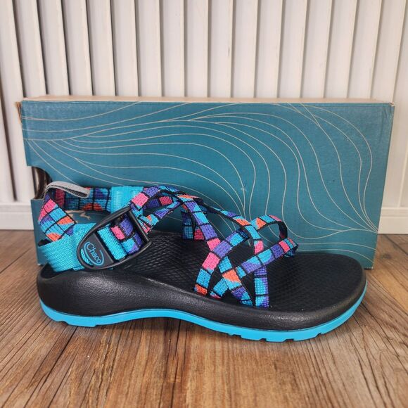 Chaco ZX/1 Ecotread Kids Sz 2 M Break Teal Hiking Beach Strappy Sandals J180264 - Picture 1 of 12